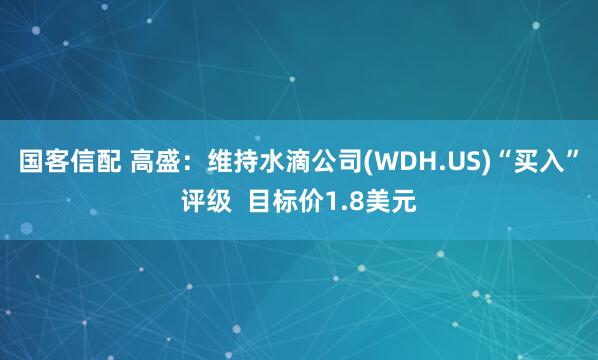 国客信配 高盛：维持水滴公司(WDH.US)“买入”评级  目标价1.8美元